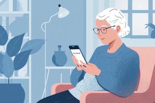 Senior using Carin.ai on smartphone